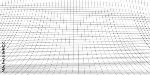 Curved perspective grid. Curved black lines on a white background.