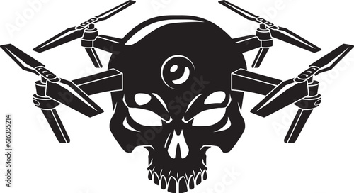 Human skull unmanned aerial vehicle drone illustration