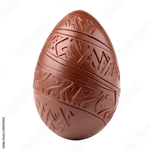 Chocolate Easter egg isolated on transparent background. Generative AI.