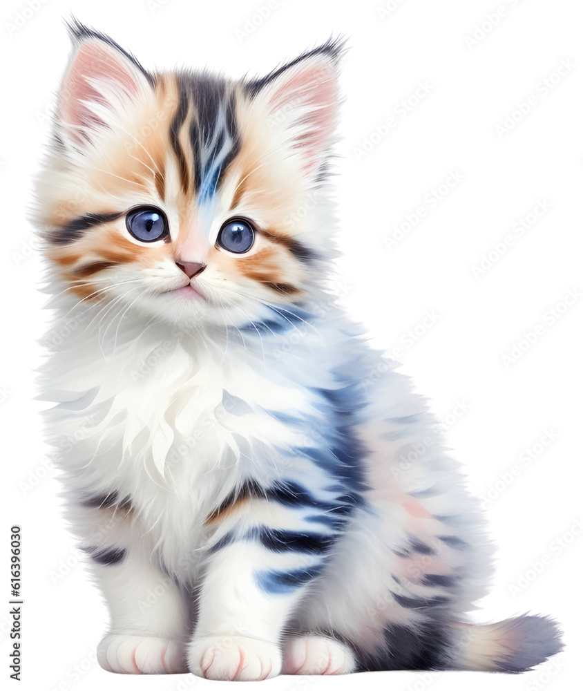 kitten on white background, AI generative