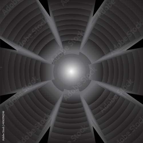 Abstract background with overlapping circles separating 8 segments from the center.
