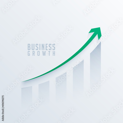 Business share market chart with green growth arrow