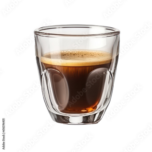 Glass cup of espresso coffee isolated on transparent background. Generative AI.