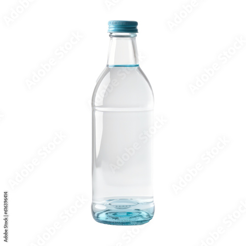 Glass bottle of water isolated on transparent background. Generative AI.