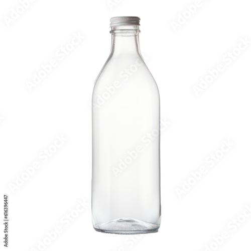 Glass bottle of water isolated on transparent background. Generative AI.