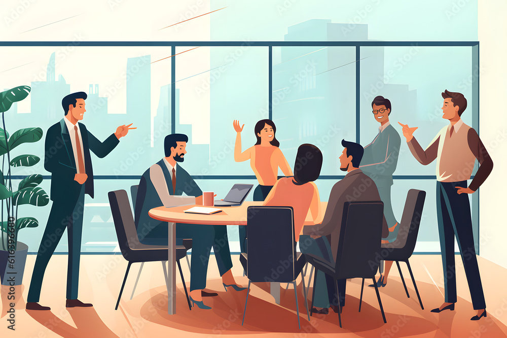 business meeting in the office, vector business meeting in the office, vector
