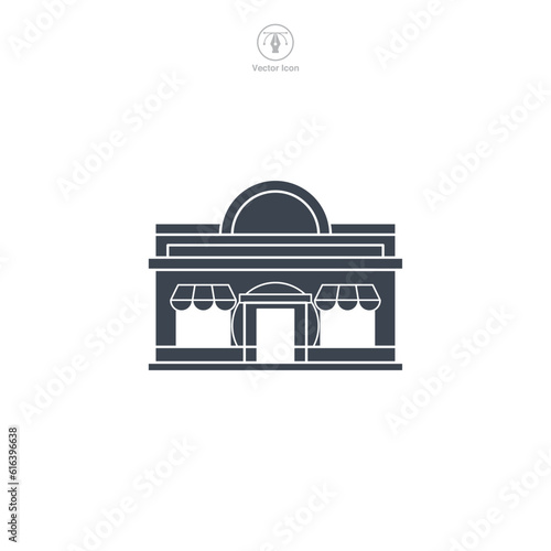 Restaurant icon vector displays a stylized dining establishment, symbolizing food, cuisine, hospitality, service, dining, and gastronomy