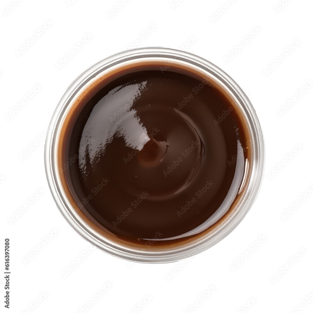 Teriyaki sauce container isolated on transparent background. Generative AI.
