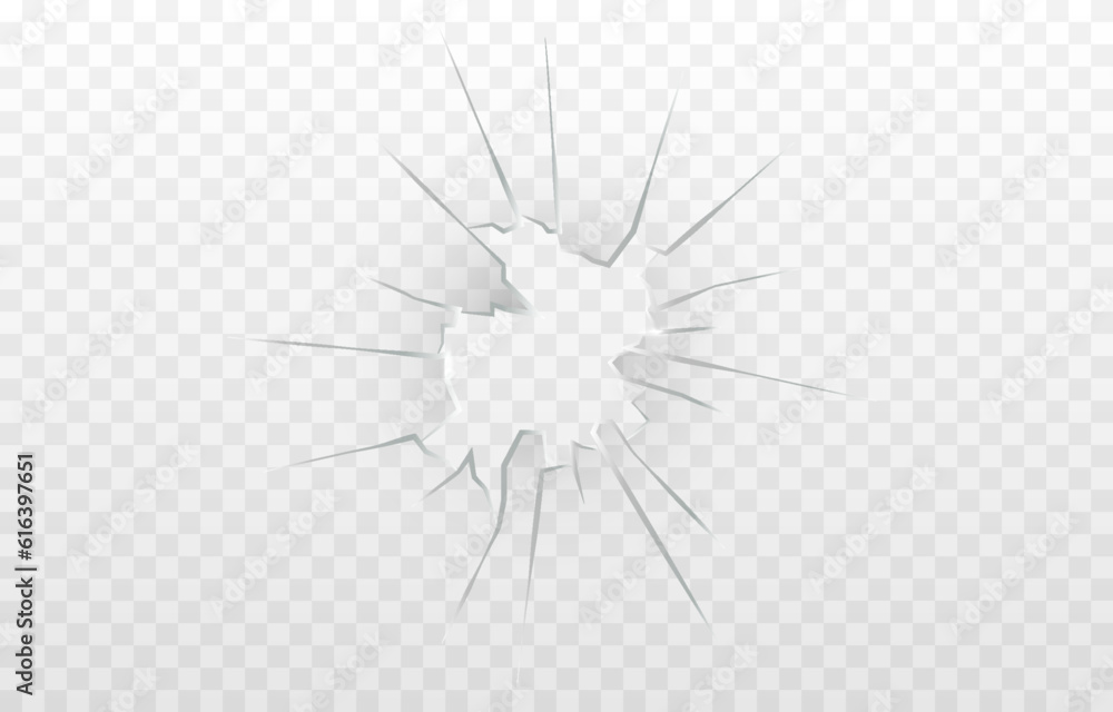 Vector cracked glass. Cracked glass png. Cracked window, png surface. Broke glass. Stock Vector