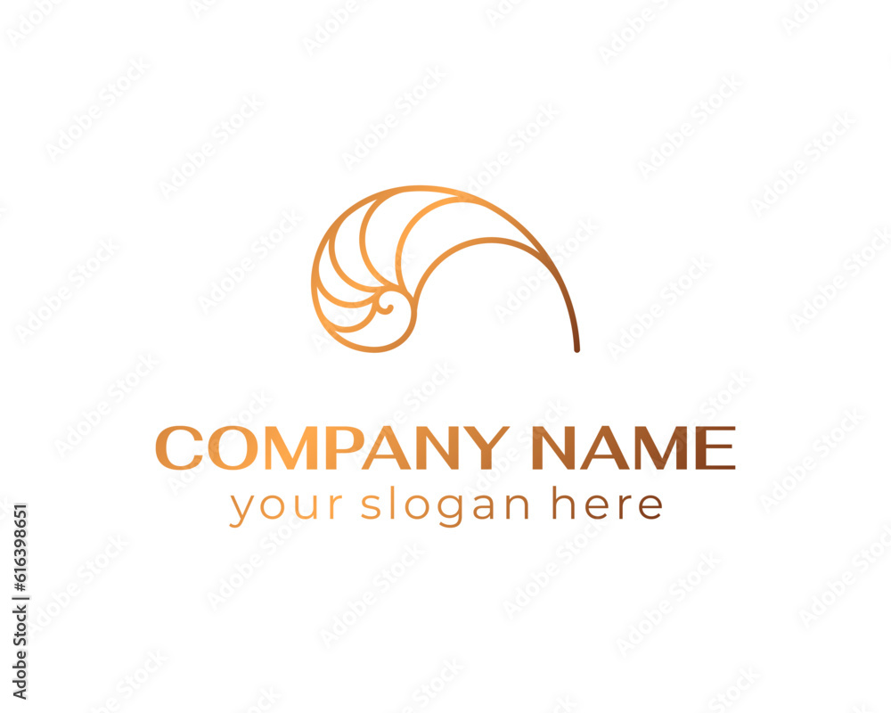 Shell logo. Modern seashell, naulilus. Elegant linear logo. Template to create a unique luxury design, logo. Vector Shell logo. Modern seashell, naulilus. Elegant linear logo. Template to create a unique luxury design, logo. Vector