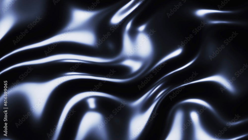 Obraz premium Black metal texture with waves, liquid dark metallic