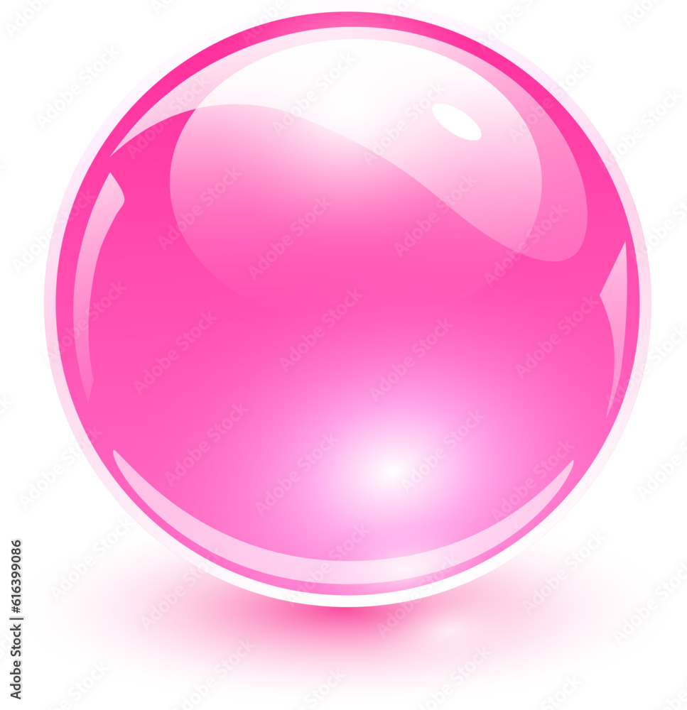 Shiny glass ball, pink trasparent sphere. Shiny glass ball, pink trasparent sphere.
