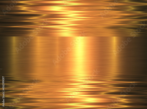 Gold metallic background, shiny golden lustrous metal wavy liquid pattern texture.
