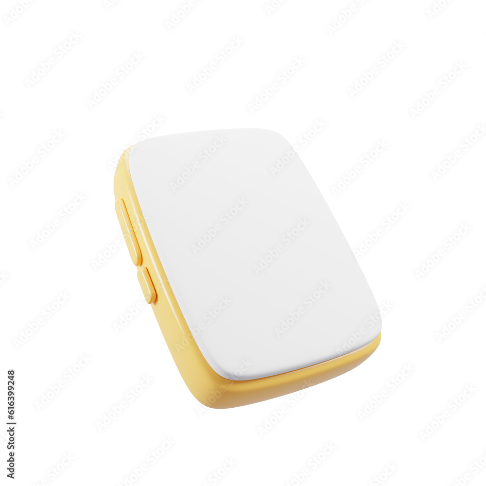 Obraz premium Yellow smart phone icon with cartoon style. 3d rendering illustration