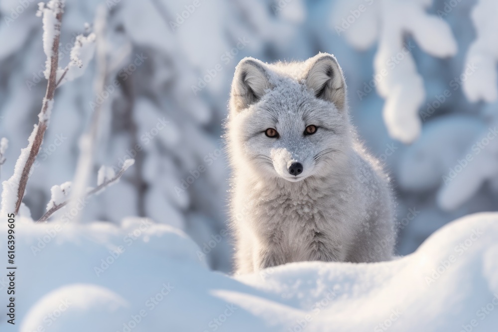 Obraz premium Arctic Fox in Snow Frozen Landscape Resident