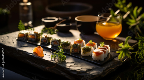 Philadelphia roll sushi with salmon. Generative AI
