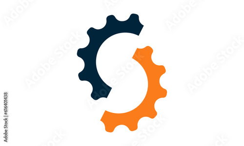 Gear vector logo icon template. Machine, progress, teamwork