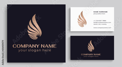 Shell logo. Modern seashell, naulilus. Elegant linear logo. Template to create a unique luxury design, logo. Vector