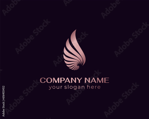 Shell logo. Modern seashell, naulilus. Elegant linear logo. Template to create a unique luxury design, logo. Vector