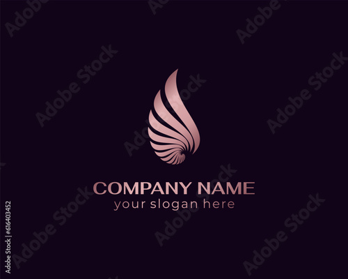 Shell logo. Modern seashell  naulilus. Elegant linear logo. Template to create a unique luxury design  logo. Vector