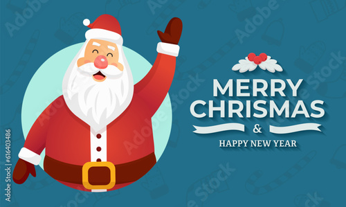 Santa claus banner with Merry Christmas and Happy New Year greetings photo