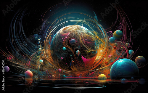 Cosmic planet art illustration,created with generative ai tecnology.