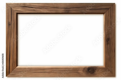Picture perfect. Abstract modern vintage design in decorative classic old wooden frame on white background isolated