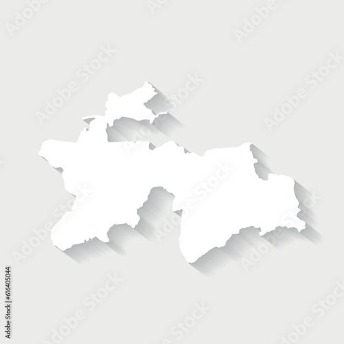 Simple white Tajikistan map on gray background, vector