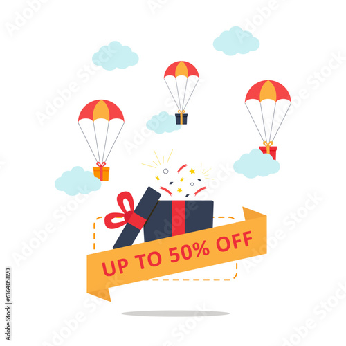 promotion sale with discount gift on white background