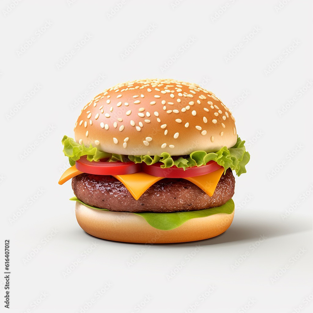 Cute and Minimalistic 3D Hamburger Logo with Small-Scale Painting Style Cute and Minimalistic 3D Hamburger Logo with Small-Scale Painting Style