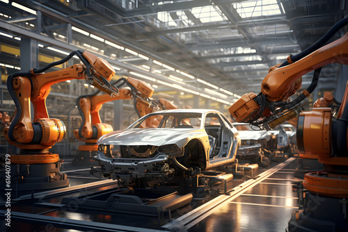 Automobil Produktionslinie AI generiert / Car assembly line AI generated