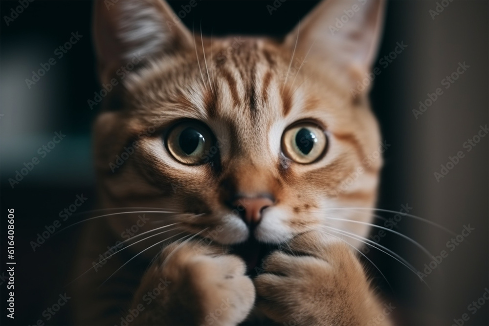 Generative AI.
a cat with its hand in its mouth