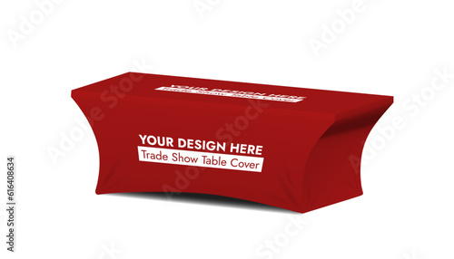 Red Trade Show Table Cover on White Background Vector Illustration.