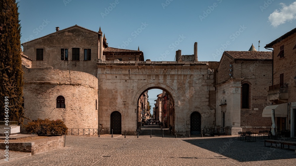 The Roman entrance gate to the city of Fano in the Marche region, Italy