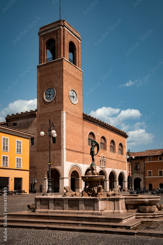 The central square of the city of Fano in the Marche region, Italy