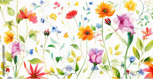 a watercolor painting of flowers on a white background. Generative AI