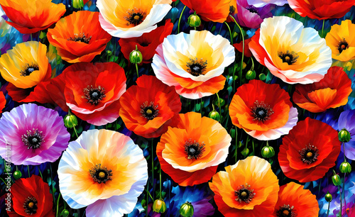 Red poppies watercolor abstract background  poppies flowers artistic background. Generative AI.