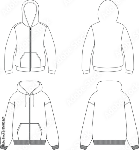 illustration of zipper hoodie. zipper hoodei mockup