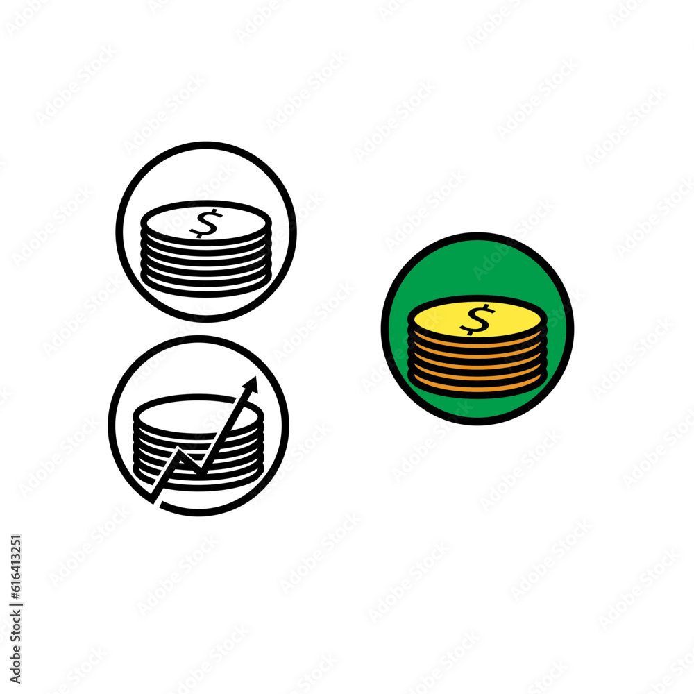 finance icons. Business Icons, money signs. Money silhouette collection. Wallet with cards icon. Coins silhouette icon. Growth chart. Moneybag or stash. Piggy bank flat style - stock vector.