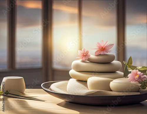 spa still life with towel and candle