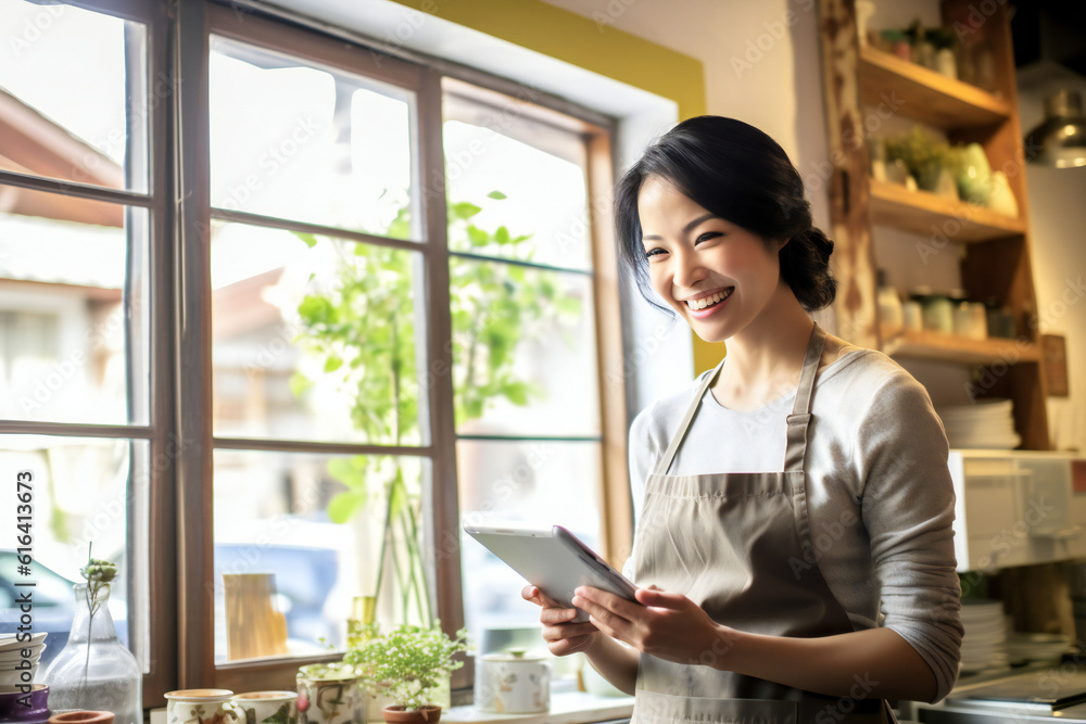 Woman holding tablet Woman holding tablet