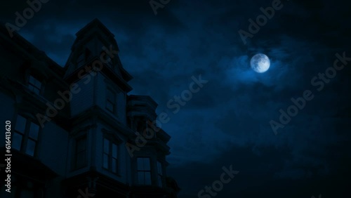 Lightning Strikes Over Old House Late At Night