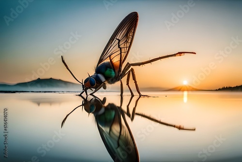dragonfly on sunset generated by Ai