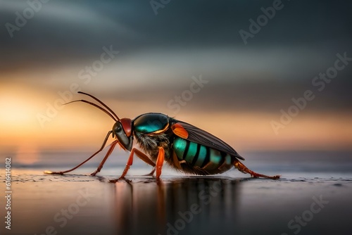 beetle on the leaf generated by Ai © AB malik