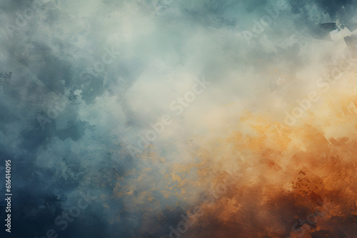 blue, white, orange smoke texture abstract background. color gradient with copy space symbolizing water and fire - generative ai
