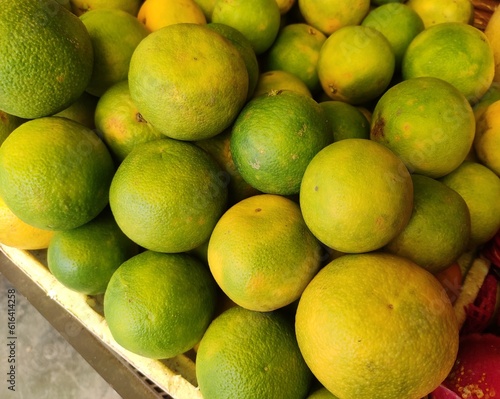 This fruit is known as sweet lemon or mousambi. Scientific name - Citrus limetta. photo