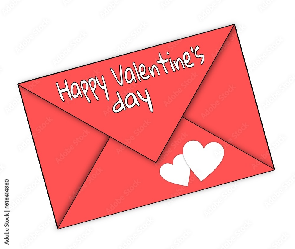 Valentine's day greetings, red envelope with the inscription happy Valentine's day and hearts Valentine's day greetings, red envelope with the inscription happy Valentine's day and hearts