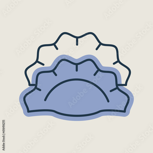 Two dumplings, potstickers or jiaozi vector icon