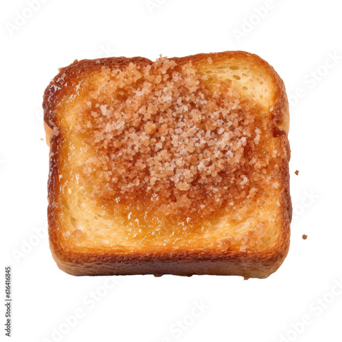 Slice of Cinnamon Bread Toast with Sugar Isolated on Transparent Background