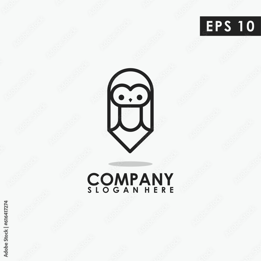 Owl With Pencil Logo Design. Owl With Pencil Logo Template. Modern Design. Flat Logo. Vector Illustration Owl With Pencil Logo Design. Owl With Pencil Logo Template. Modern Design. Flat Logo. Vector Illustration
